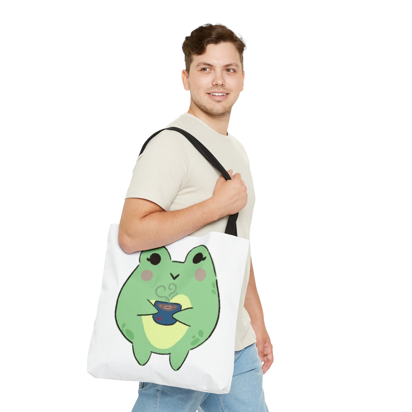 Cozy Cuppa Frog Tote Bag