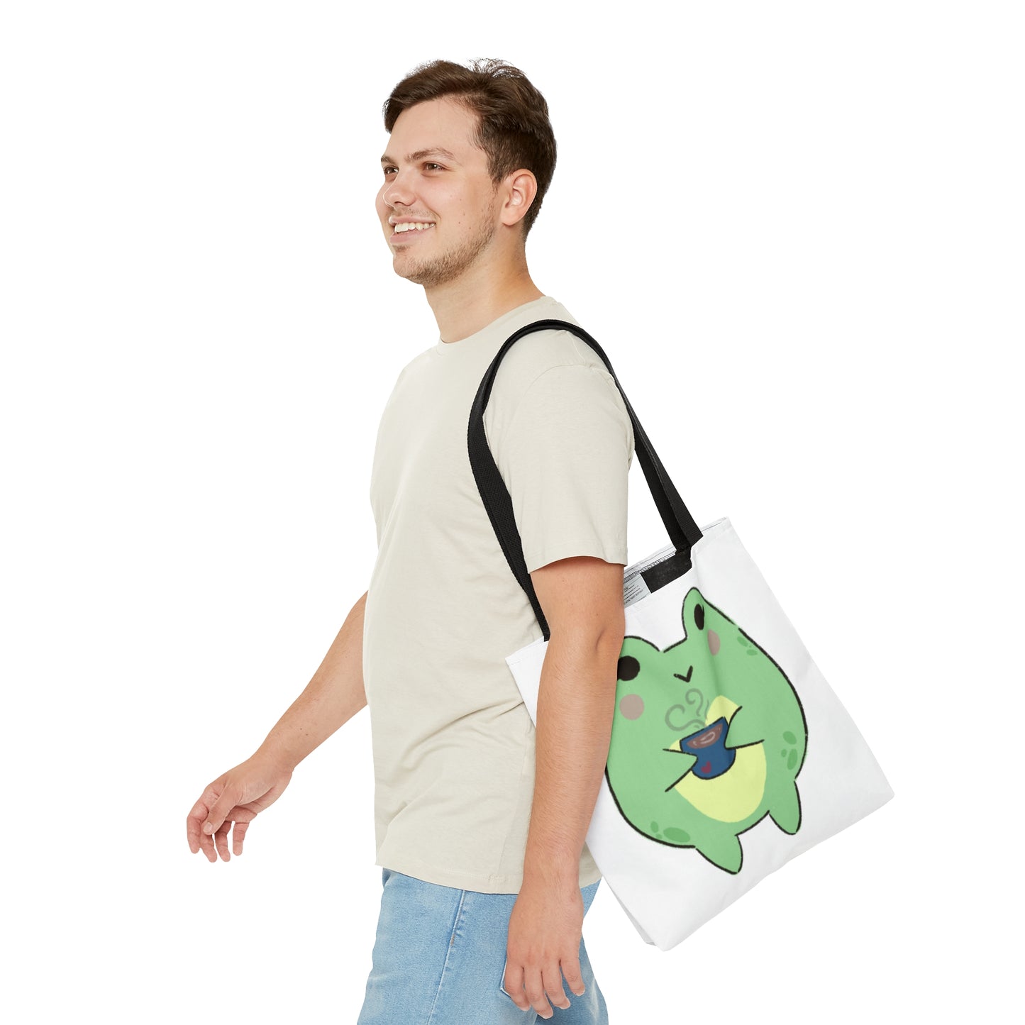 Cozy Cuppa Frog Tote Bag