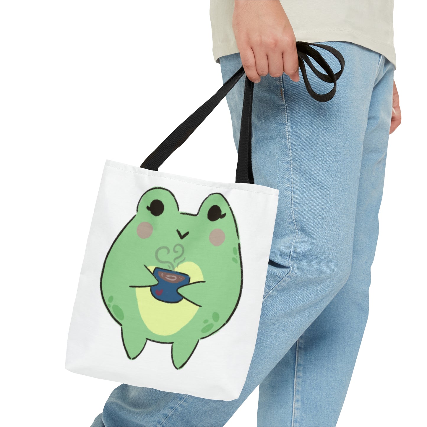 Cozy Cuppa Frog Tote Bag