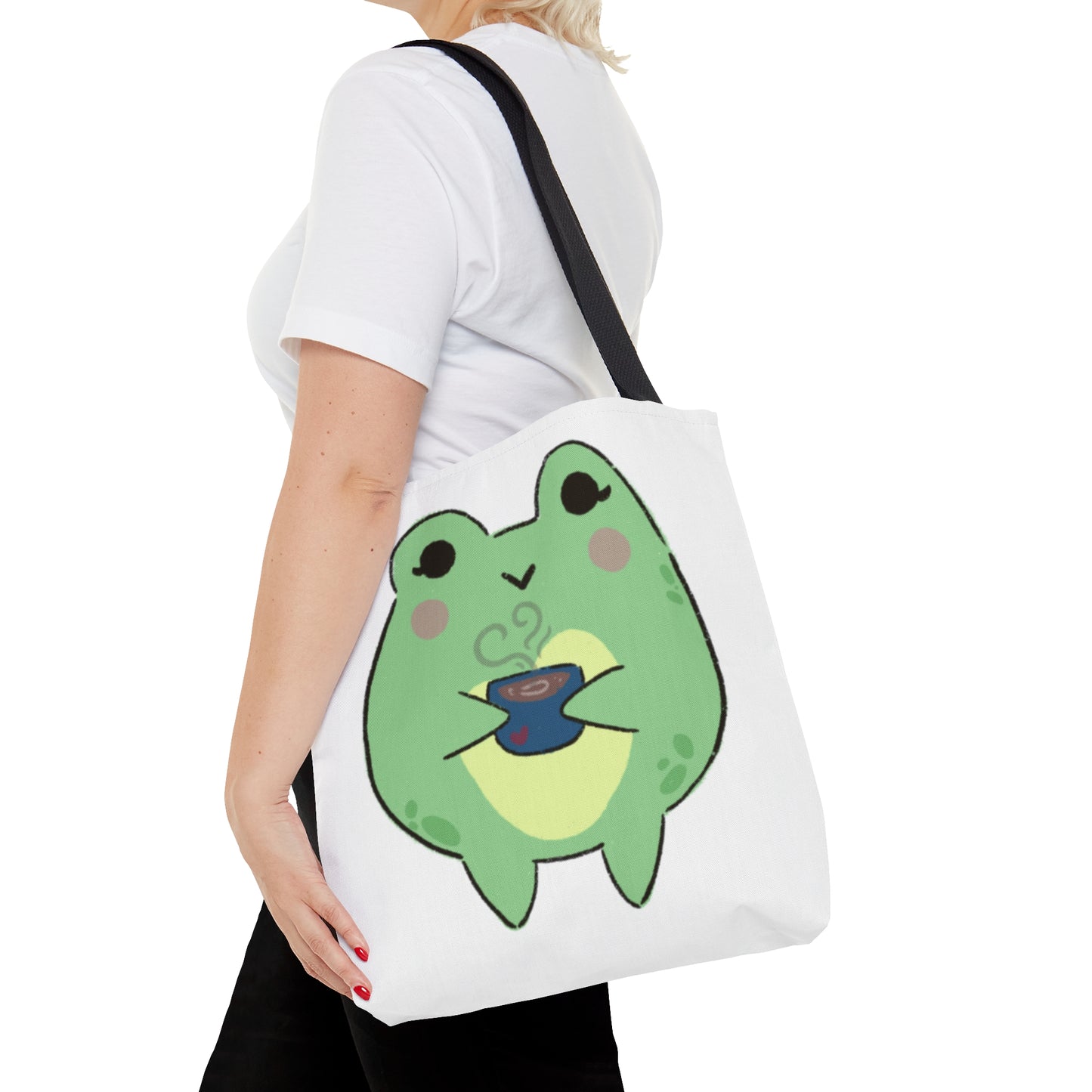 Cozy Cuppa Frog Tote Bag