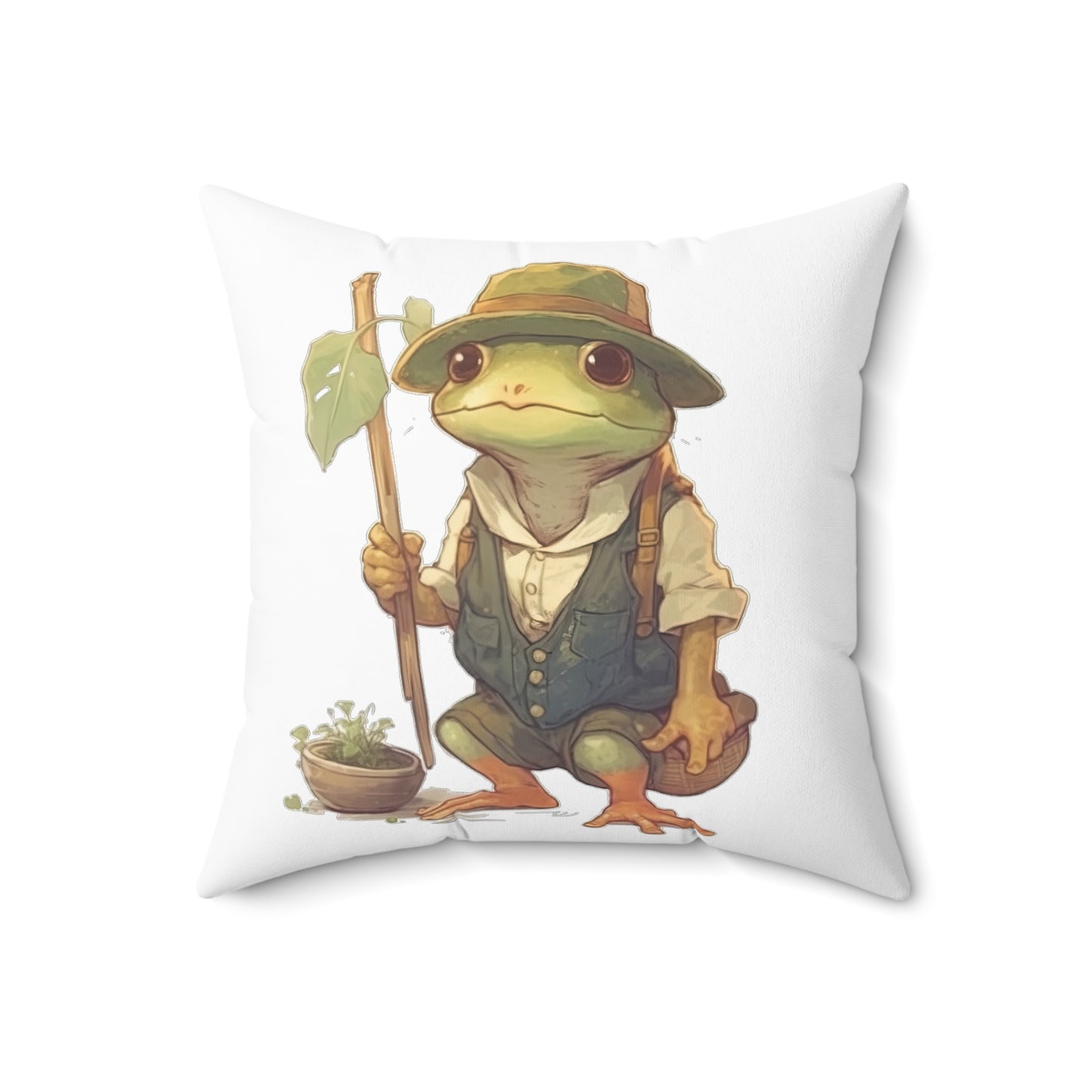 Sam the Frog Spun Polyester Square Pillow