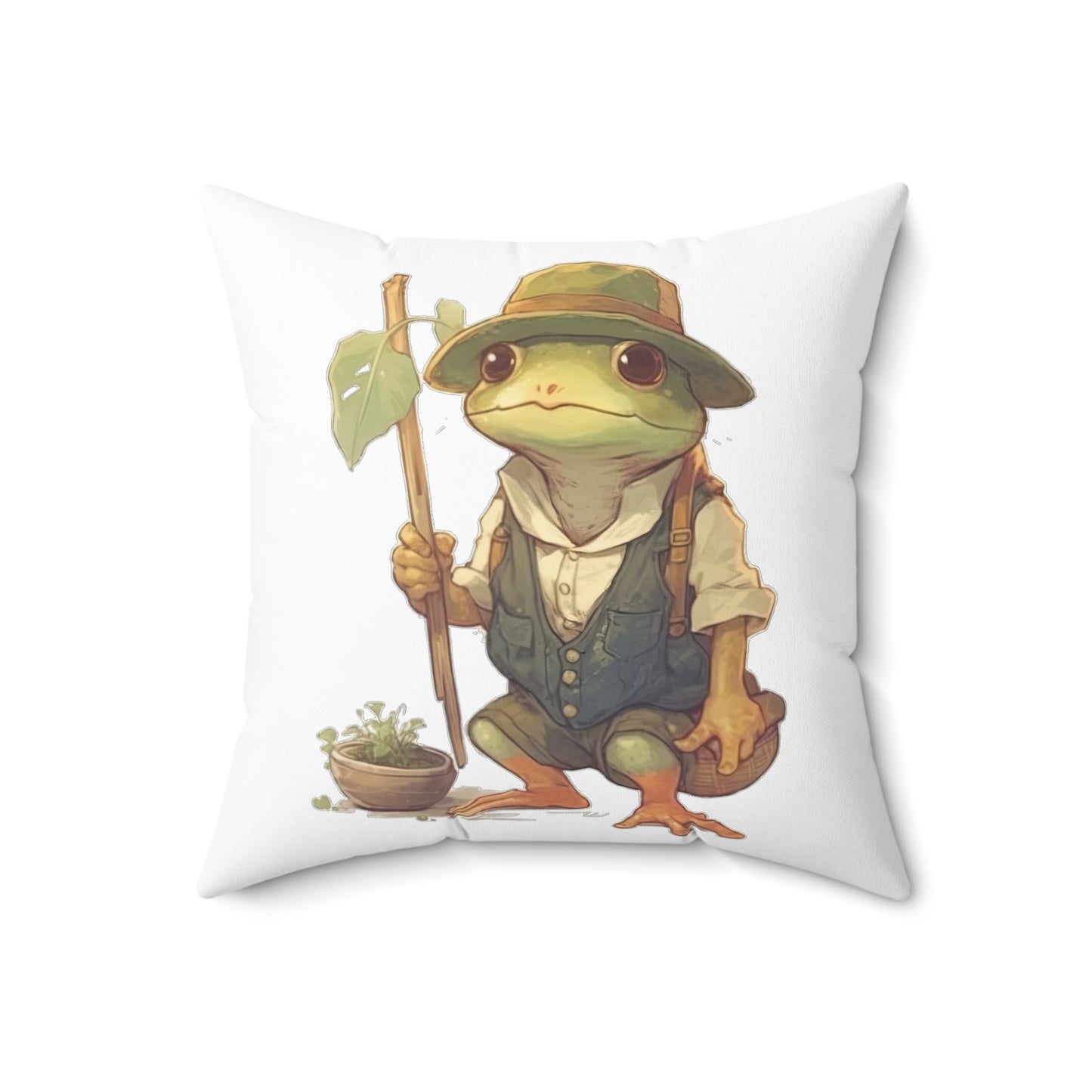 Sam the Frog Spun Polyester Square Pillow