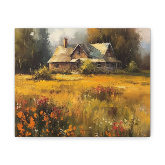 Golden Field Cottage Canvas Gallery Wraps