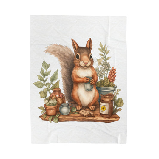 Harold the Squirrel Velveteen Plush Blanket