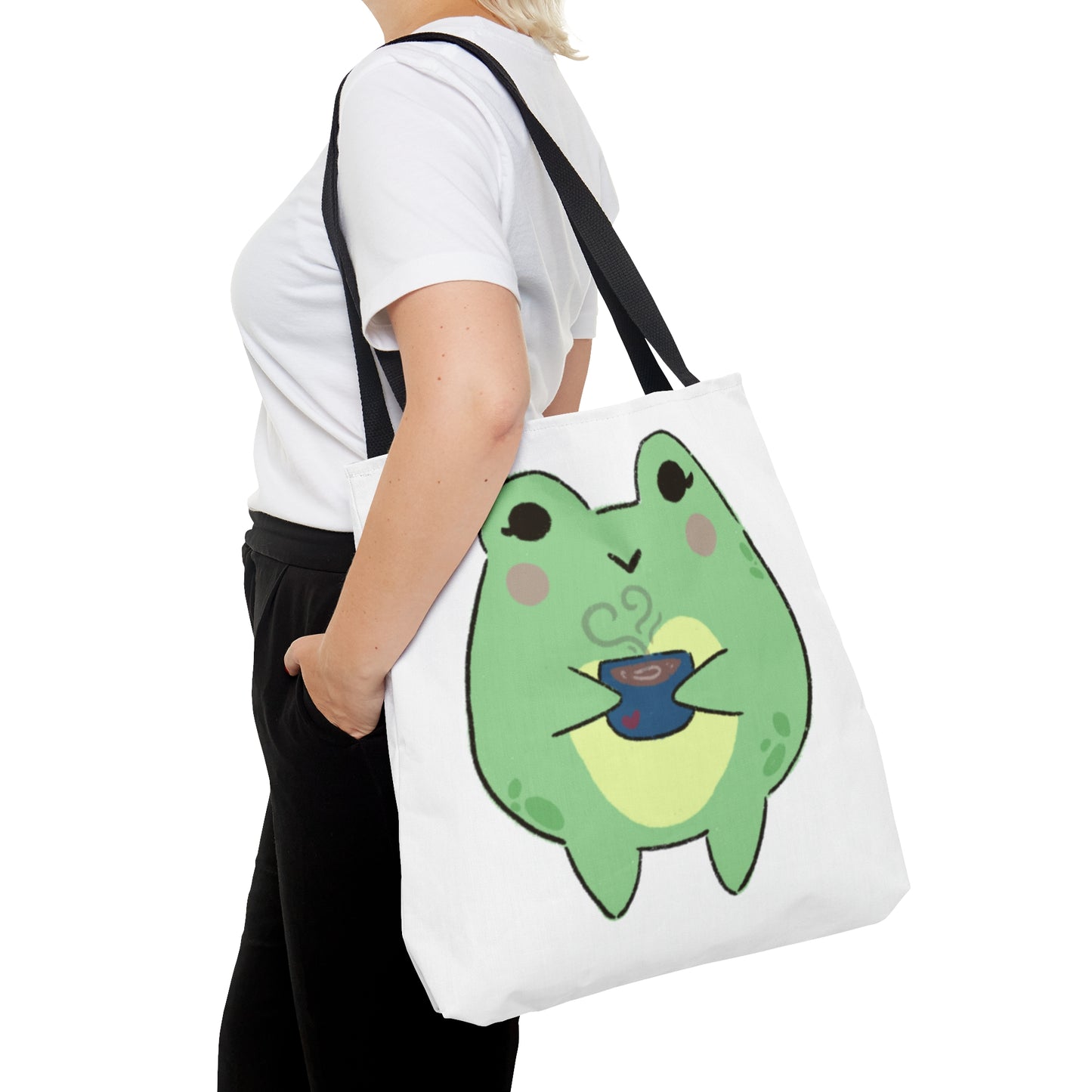 Cozy Cuppa Frog Tote Bag