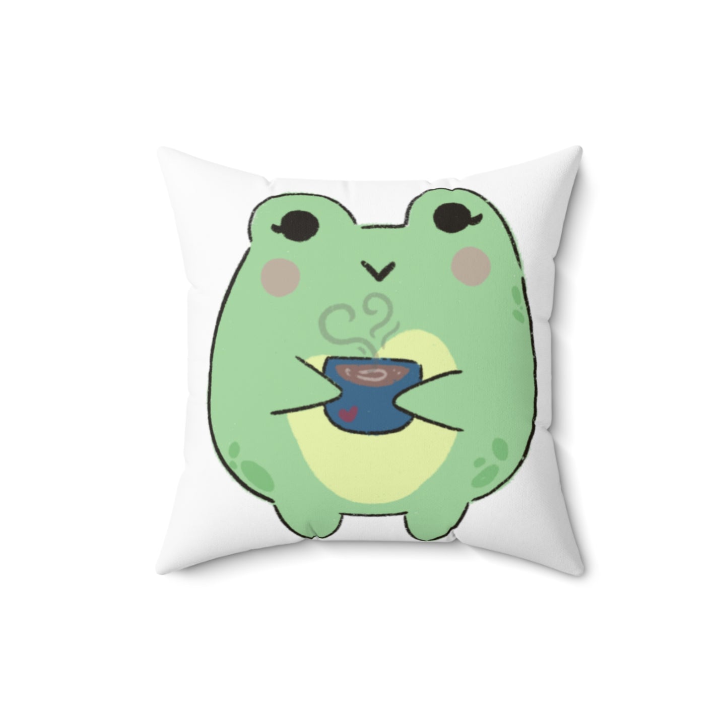 Cozy Cuppa Frog Spun Polyester Square Pillow