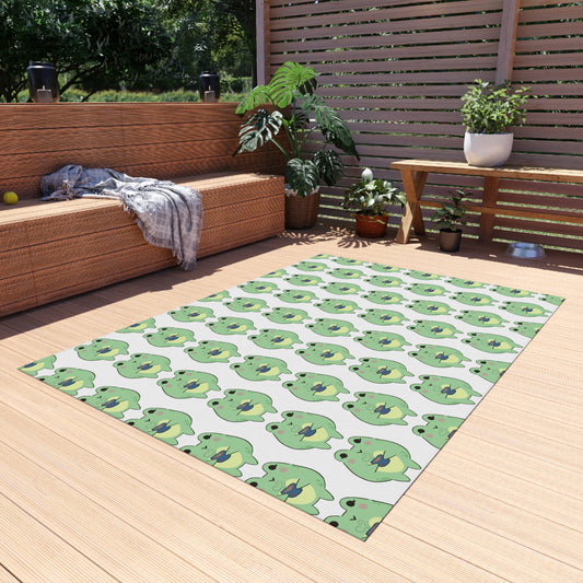 Cozy Cuppa Frog Outdoor Rug